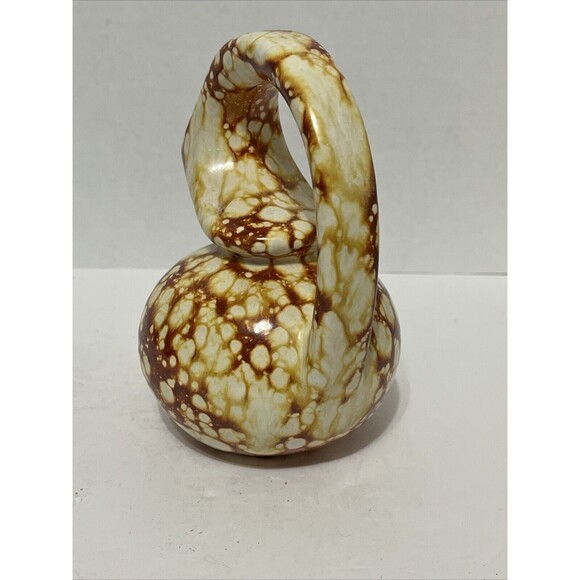 Unique Studio Art Pottery Pitcher Vase Pot Marble Design Ceramic Vessel 6.25” - Picture 4 of 5
